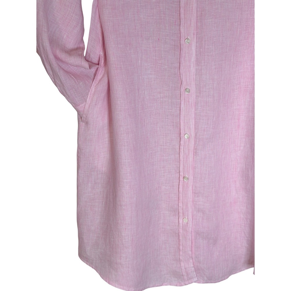 J McLaughlin 100% Linen Striped Button Down Shirt Dress Long Sleeve XL Coastal - Picture 13 of 16